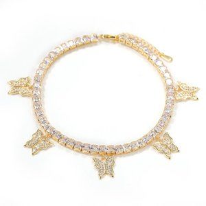 Butterfly pendant tennis anklet